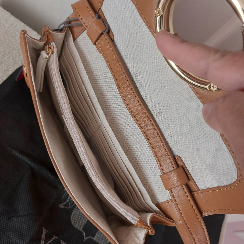 Vince Camuto Menio Aged Rum Genuine Leather Small Crossbody Bag - Picture 8 of 14